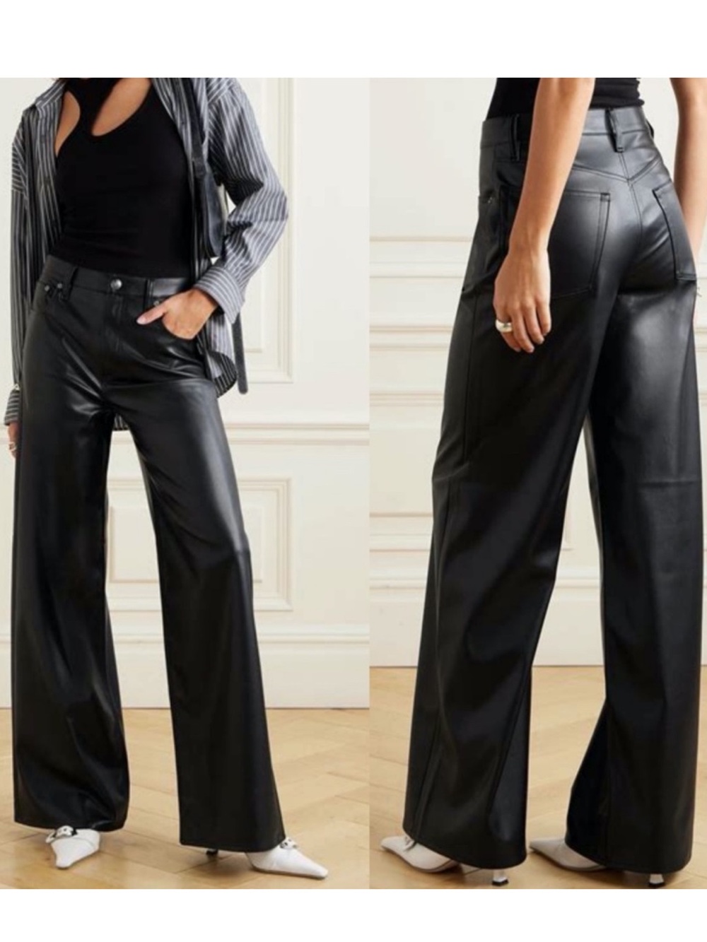 Rag & Bone Sofie Faux Leather High Rise Pant Size 25 Black